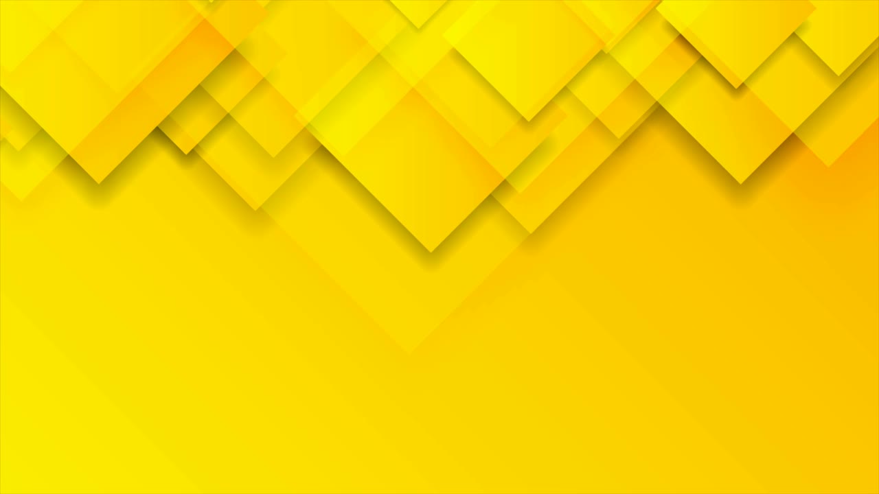 Bright yellow glossy squares abstract tech motion background