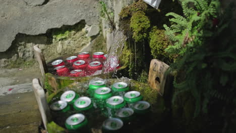 cool drinks from a rustic fountain