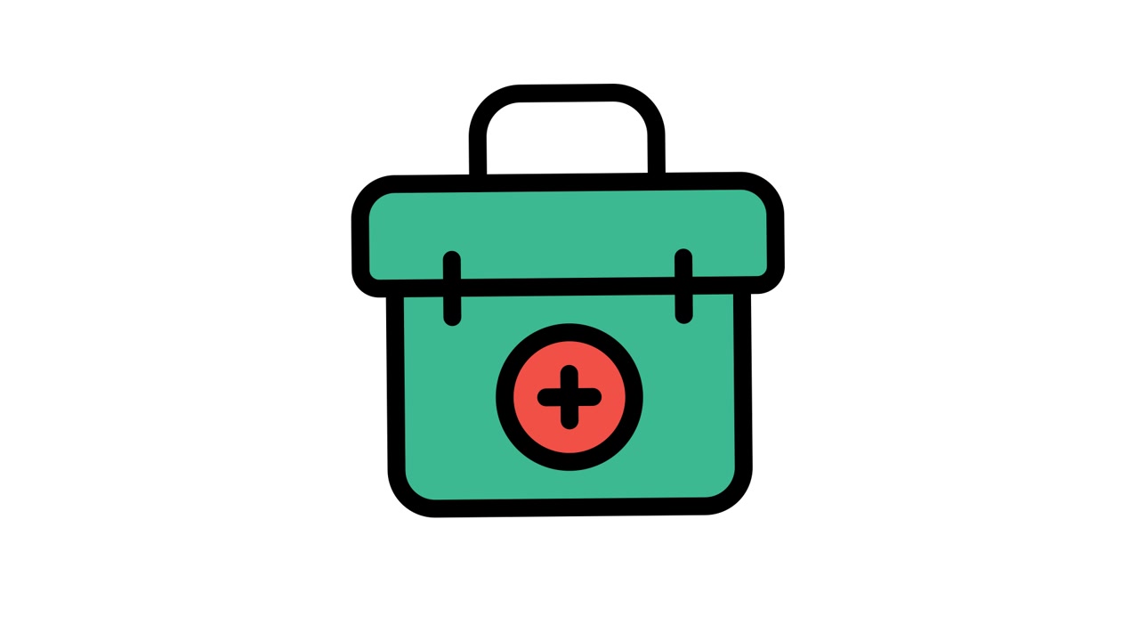 Animated First Aid Kit Icon with Red Cross Symbol