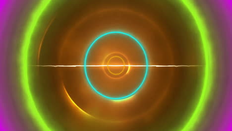 colorful concentric circles and glowing line, abstract animation background