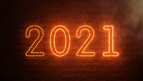 neon sign 2021 on brick wall