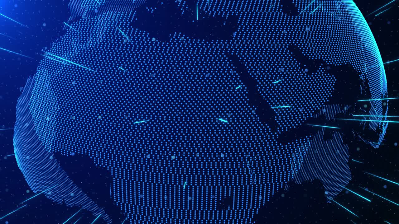 Animation of digital earth rotating social future technology 3d background network of connections