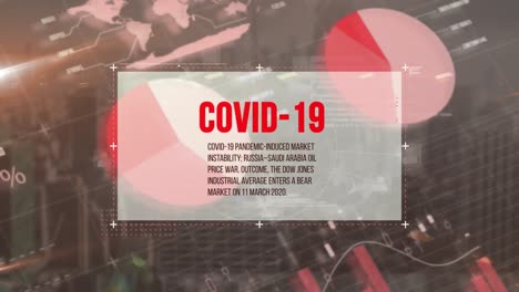 animation of covid 19 text over data processing