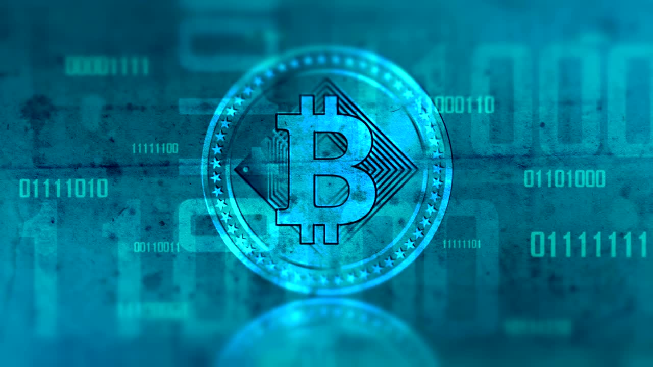 signo de criptomoneda virtual de bitcoin: el fondo del video