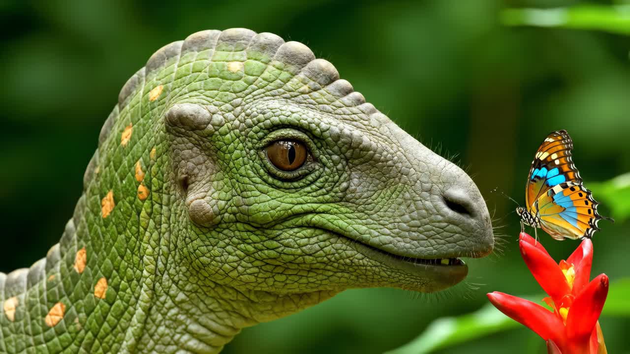 Dinosaur and Butterfly Encounter