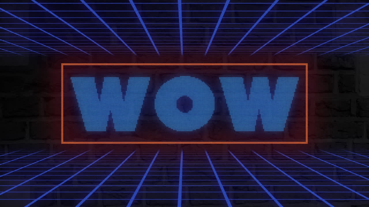 어두운 배경에 와우 오버 그리드의 애니메이션