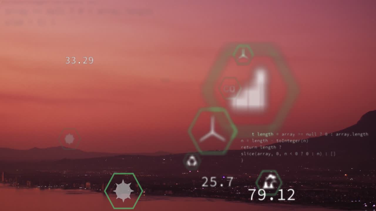 풍경 위의 지속가능성과 생태학 아이콘의 애니메이션