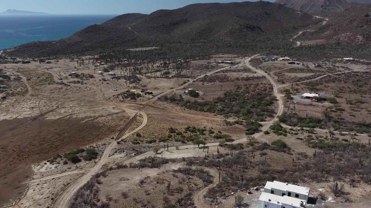 Veduta aerea della costa desertica a Santa Maria, a nord di La Paz, Bassa California del Sud