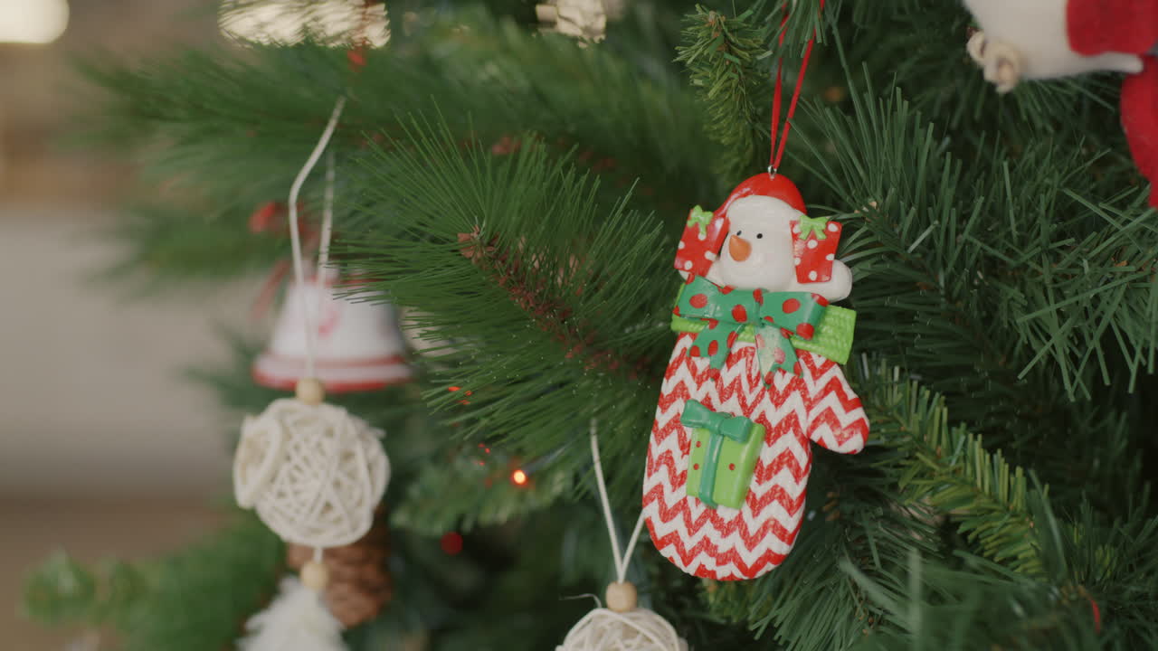 Christmas Tree Ornament with Snowman Design