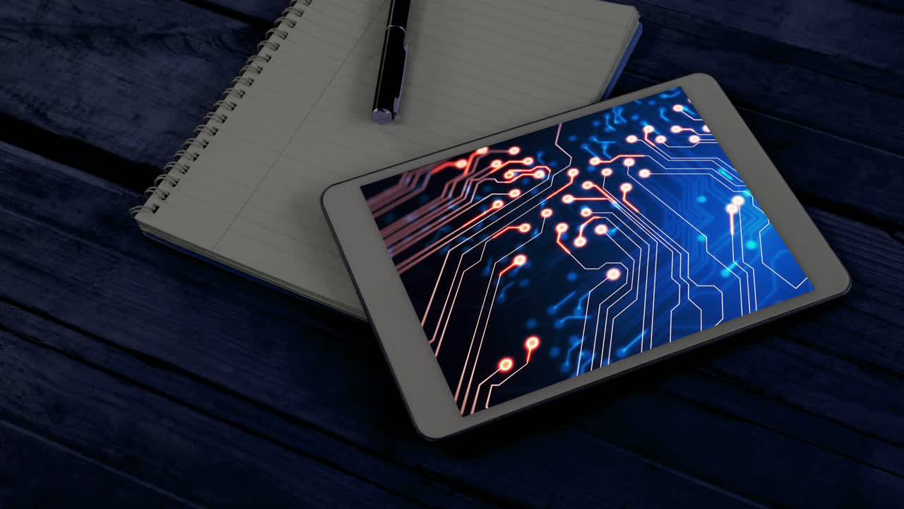 анимация планшета с обработкой данных в офисе