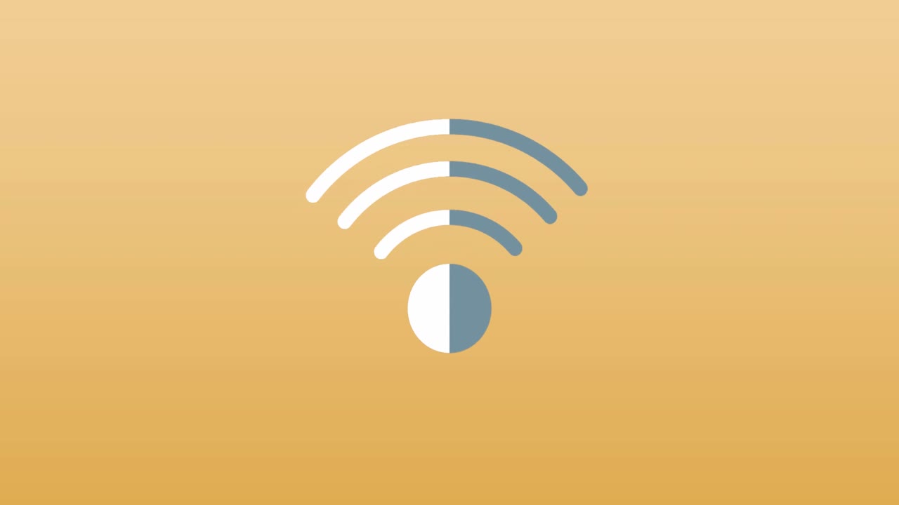 animación del símbolo wi-fi contra un fondo de gradiente amarillo.