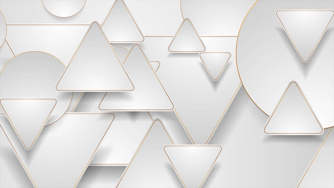 추상적인 골든 그레이 모션 테크 배경, 삼각형과 원