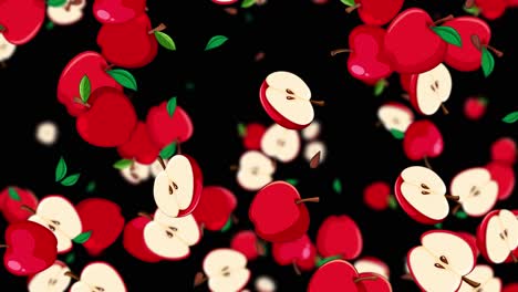 apples falling against a dark backdrop