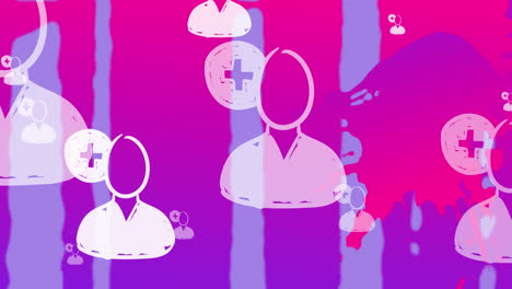 animation of icons over colorful blot over icons