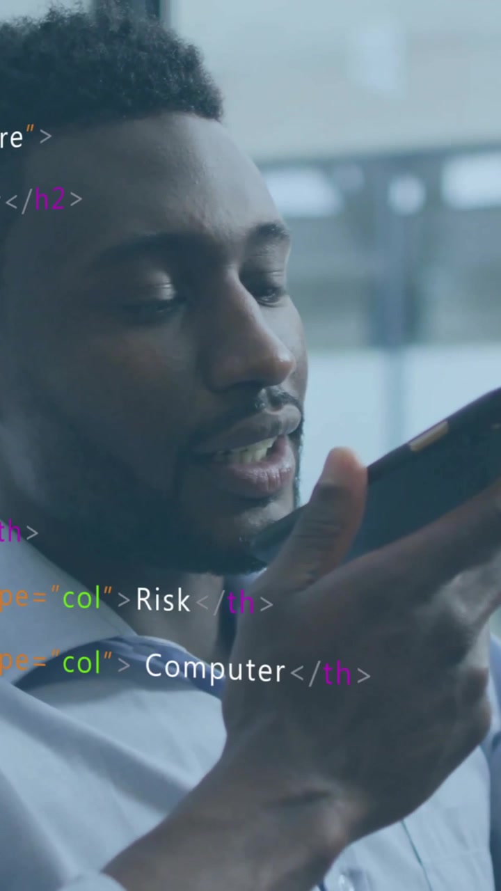 Animation of data processing over african american businessman talking on smartphone