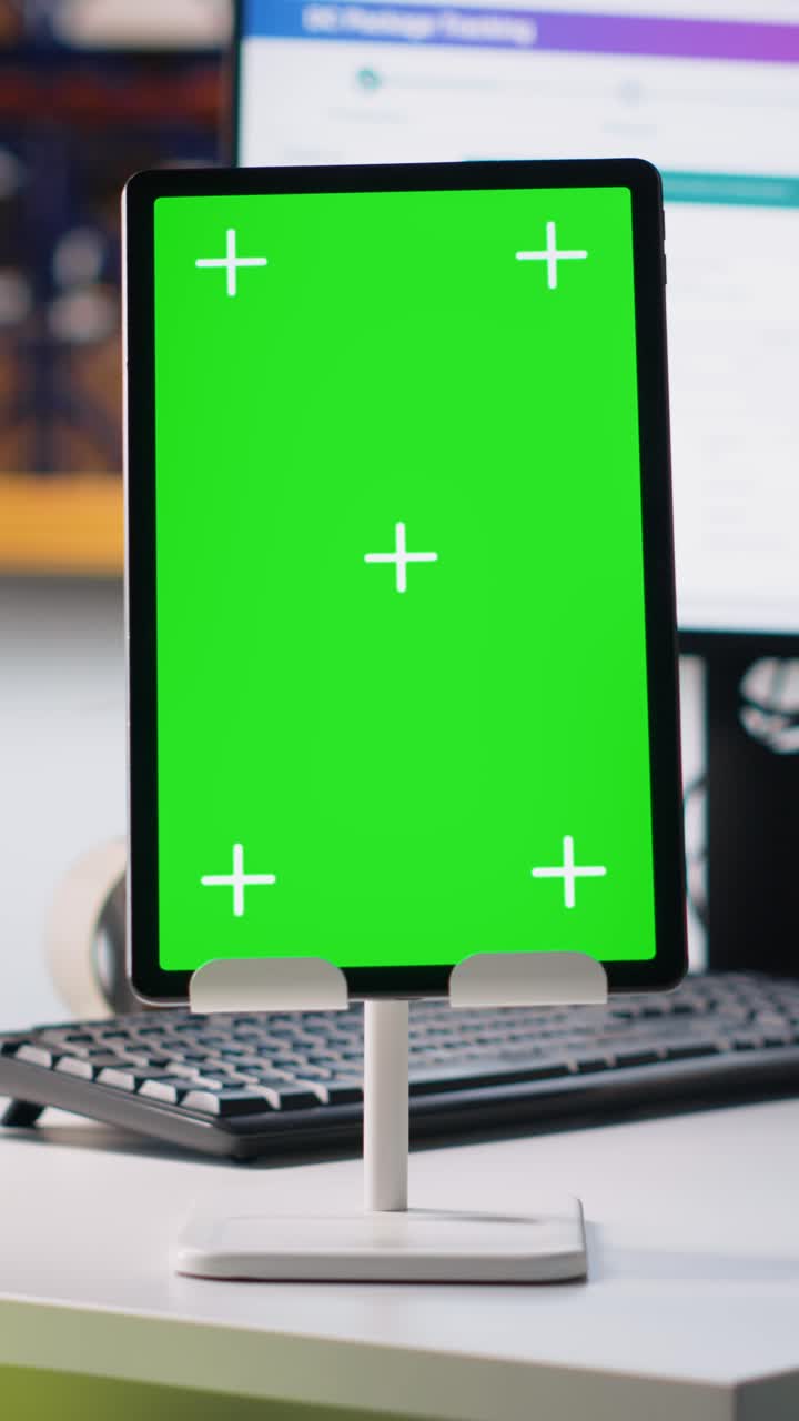 Vertical Video Empty industrial storehouse shows screen with copy space mockup