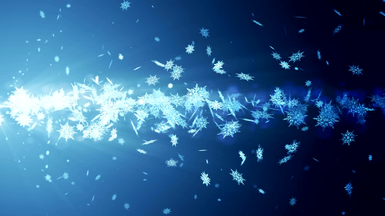 아름다움의 눈송이와 함께 반이는 겨울의 상징, 스핀 눈에서 소용돌이, 겨울 패턴, 아름다움 춤추는 눈송이, 추상적인 루프 애니메이션.