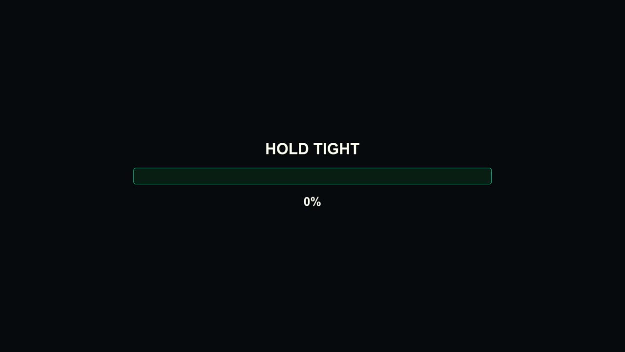 The animation shows a progress bar with a message to hold tight. The loading status indicates zero percent as viewers wait for content. This is common in streaming and video creation