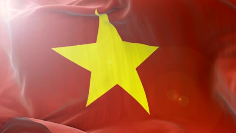 la bandera de vietnam se agita lentamente en el fondo. 4k se agita de cerca la bandera. bucle sin costuras