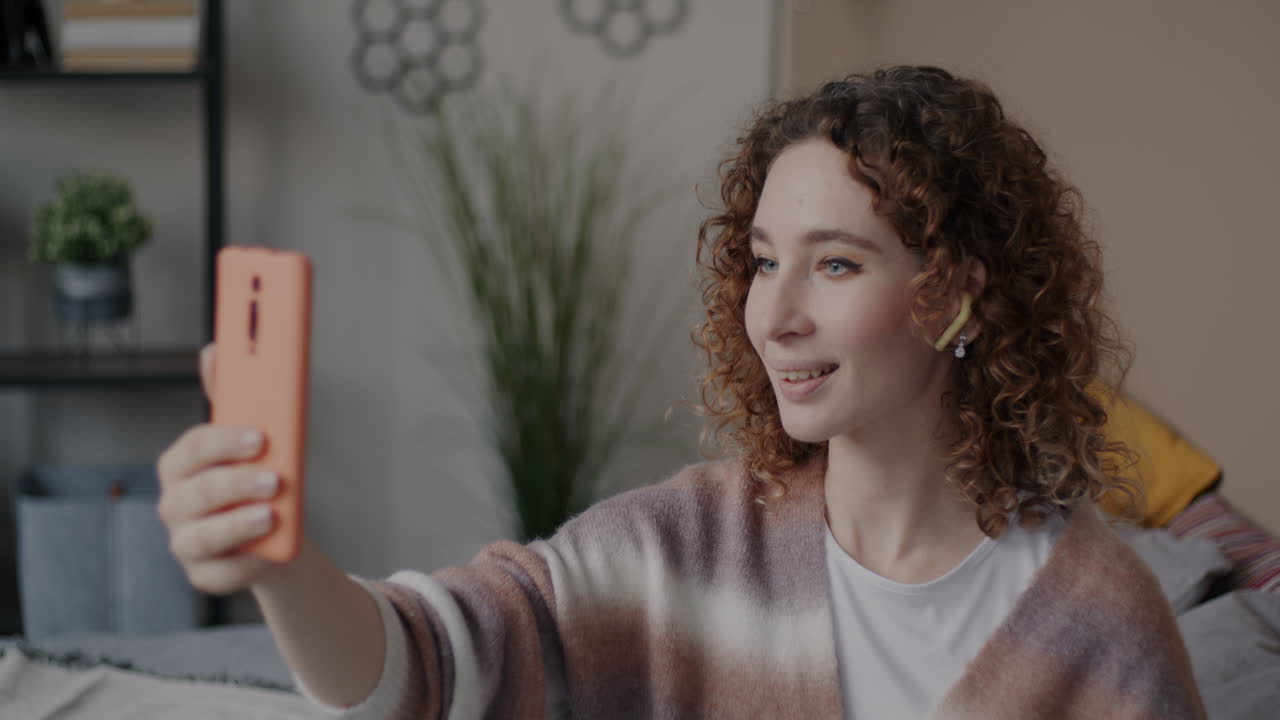 Woman making a selfie video call