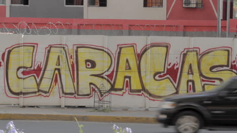 graffiti of "caracas" in the central park of caracas city