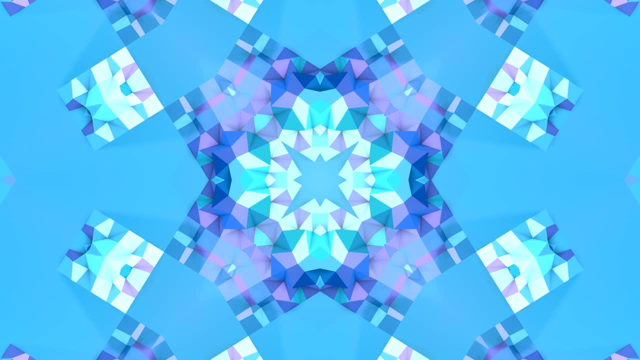 ローポリ (low-poly) - 動くステンドグラスまたはカレードスコープを4kで描くローポリスタイルのシームレス映像