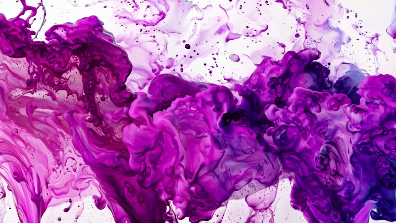 A purple and blue wave with white background. The wave is very long and has a lot of purple and blue paint