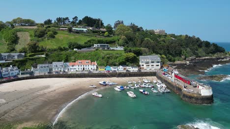 Rising-drone-aerial-Rozel,-Channel-Islands