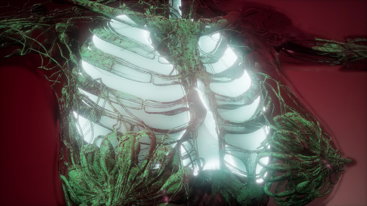 cuerpo humano con pulmones visibles