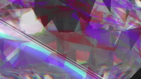 Animation-of-blue-and-red-shapes-moving-over-crystal