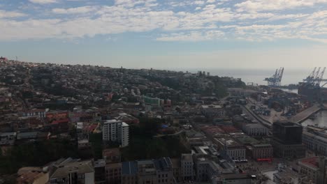 valparaiso chile drone view mountains panning