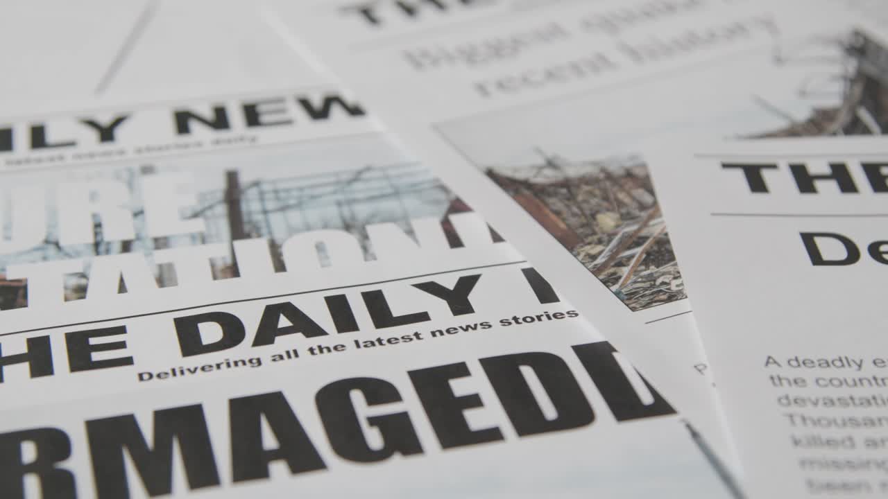 지진 재해로 인한 피해를 다룬 신문 헤드라인 10