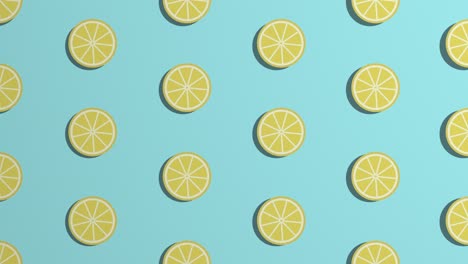 rotating orange slices. pattern on blue background. style minimal. loop animation