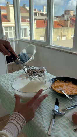 preparing a dish at home