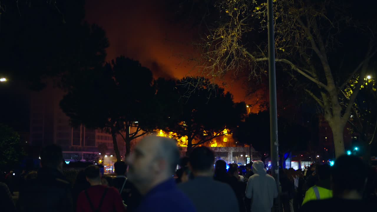 Building Fire at Night
