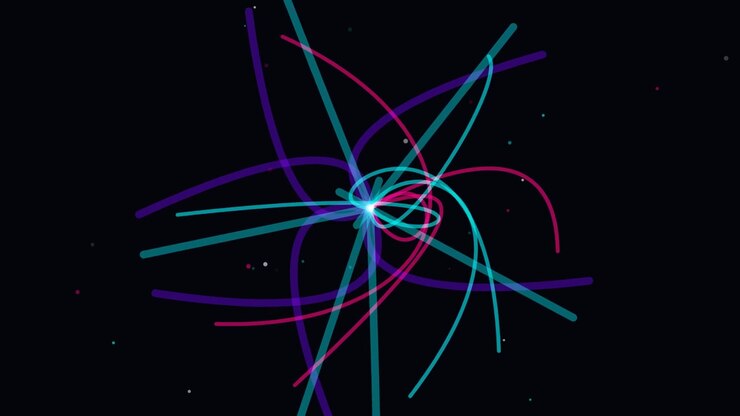 Abstract Motion Graphics with Glowing Colorful Lines and Particles