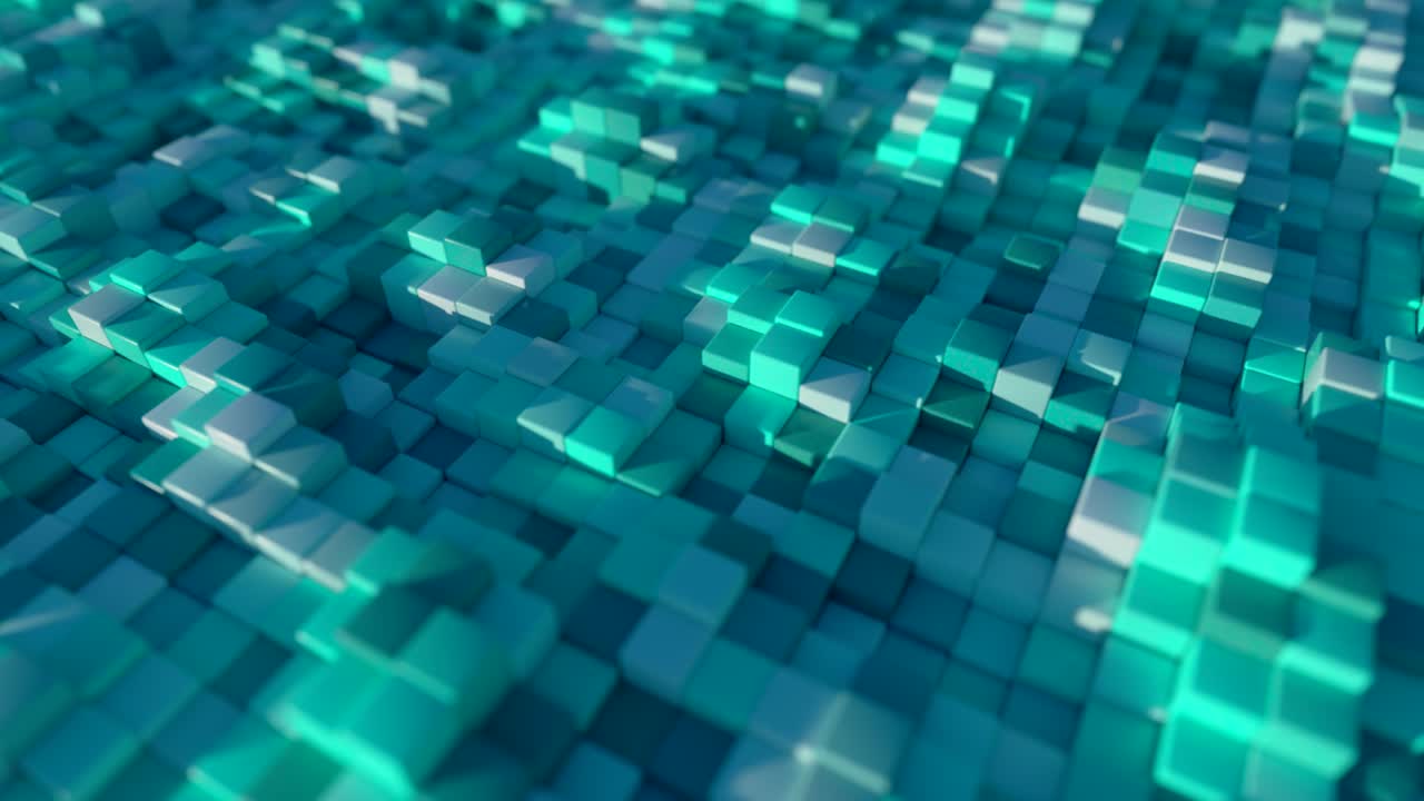 fondo abstracto de piedras cubos coloridos con efecto de desplazamiento aleatorio. bucle sin costuras 3d render