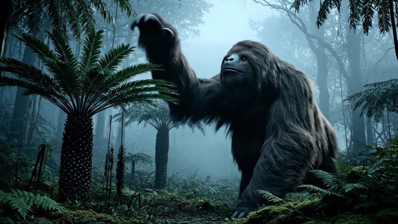 Gorilla in a Lush Tropical Rainforest