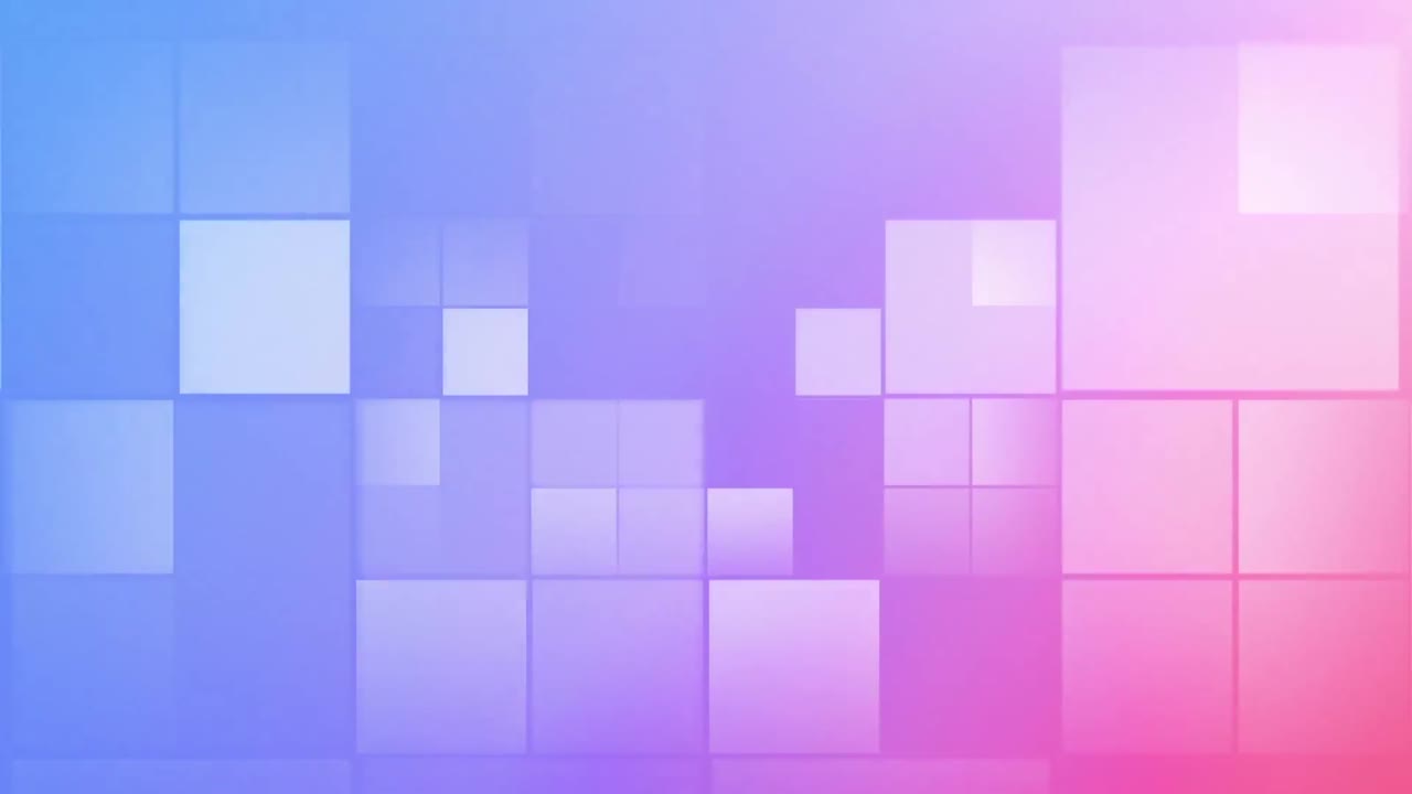 animación de texto brillante sobre cuadrados sobre fondo púrpura.