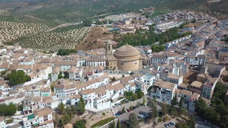 aerial view of montefrio with the church of encarnacion, a pantheon style church