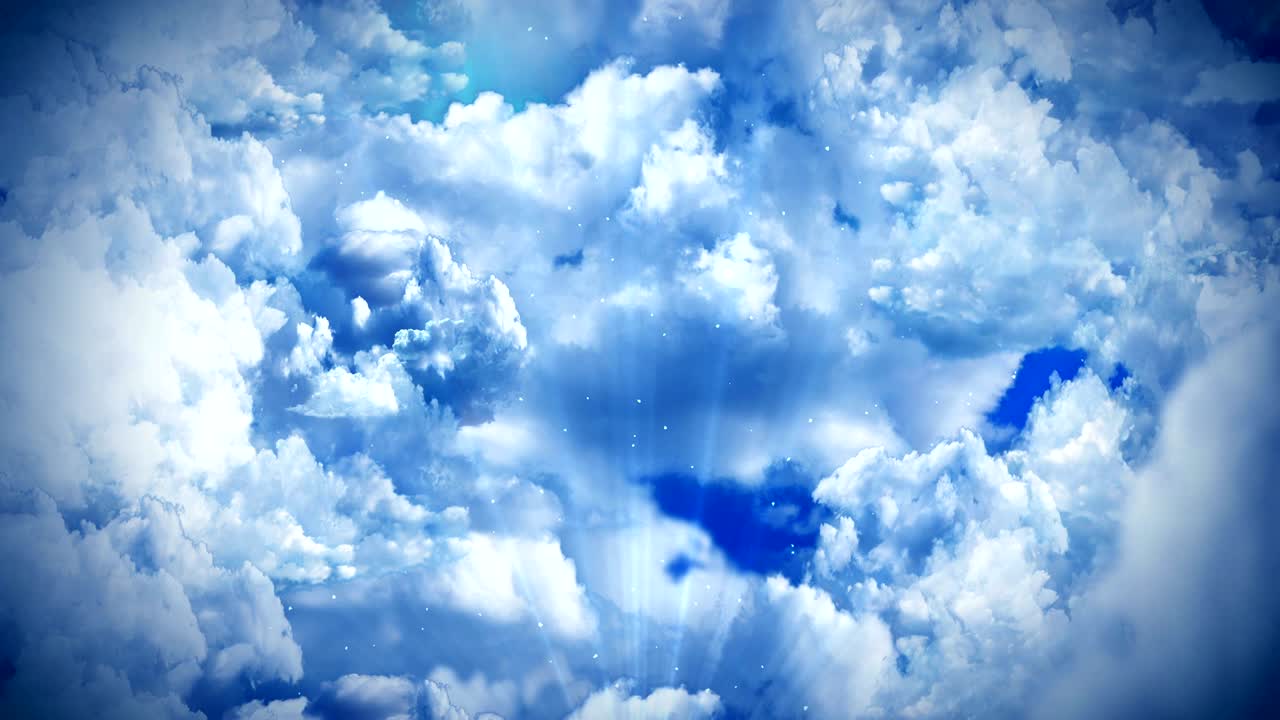 구름이 가득한 하늘의 판타지 풍경,  연기 애니메이션, 루프 배경