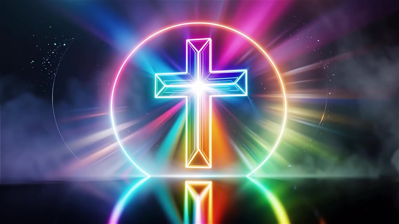 Croce Cristiana Luce Celestiale Sfondo per il Culto.