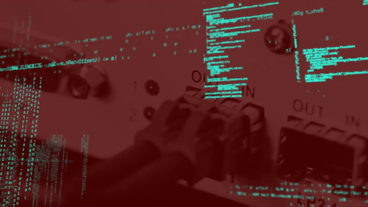 animación del procesamiento de datos frente al primer plano de un servidor informático.