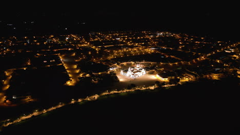 nighttime aerial view, el rocio and the hermitage of el rocío