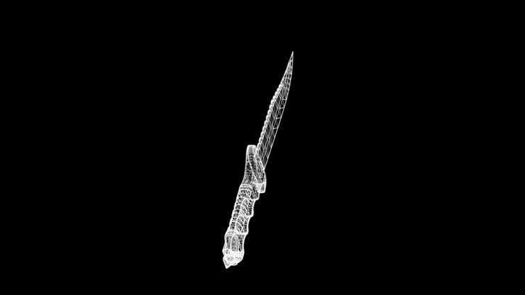 Schermo olografico 3D di un coltello Bowie - loop.