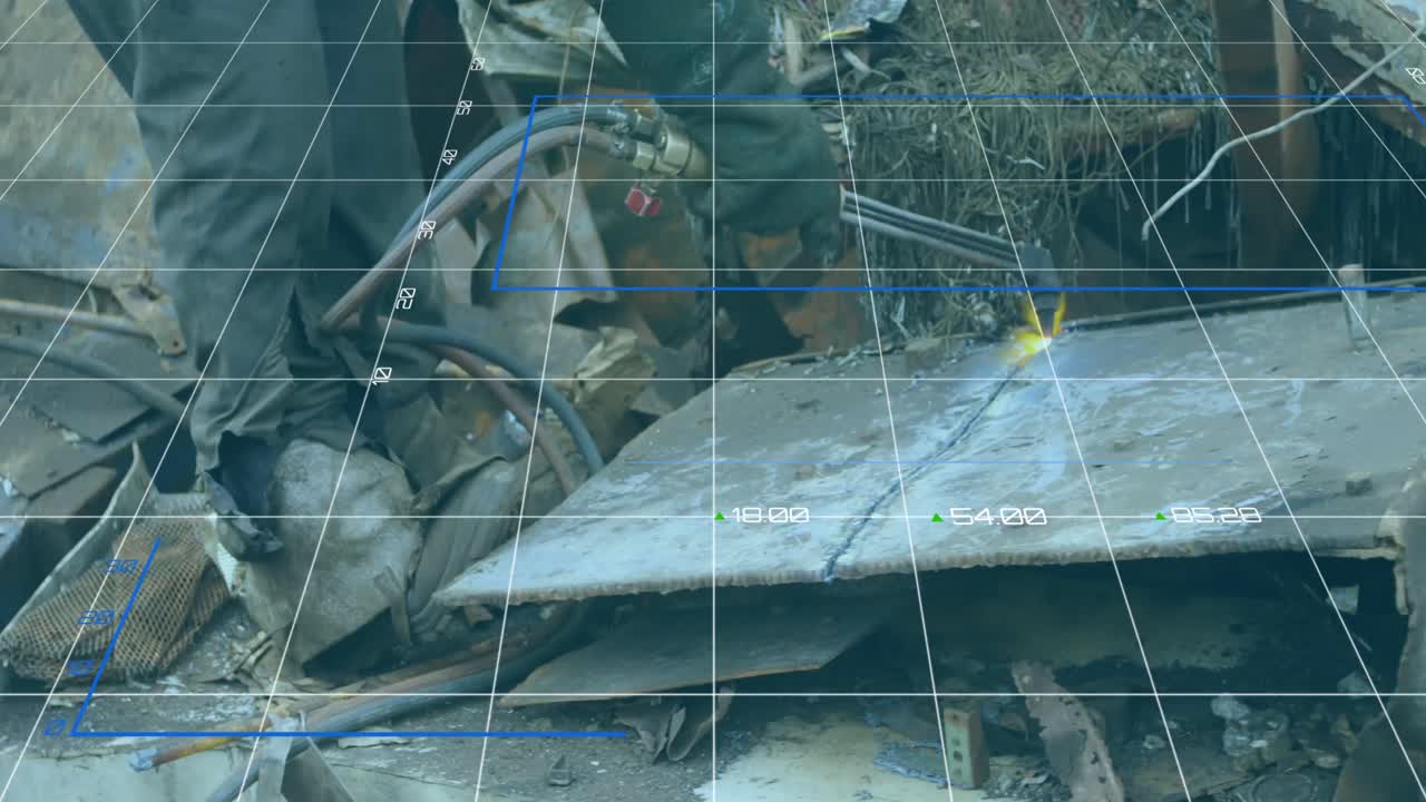 쓰레기 매립장 위의 데이터 처리 애니메이션