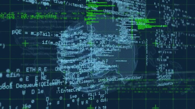 Анимация обработки цифровых данных над земным шаром