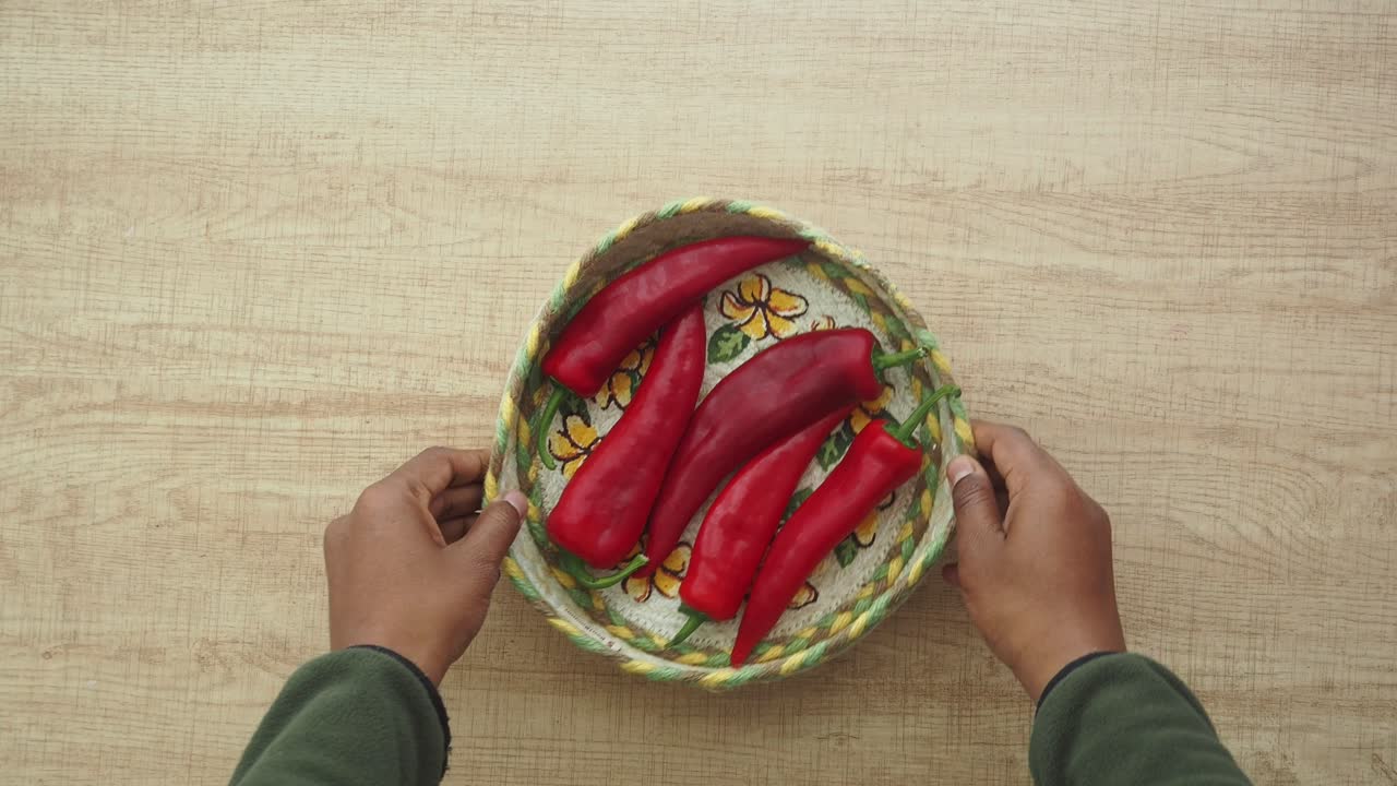 Red Bell Peppers in a Basket