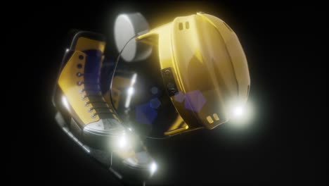 hockey equipment in the dark