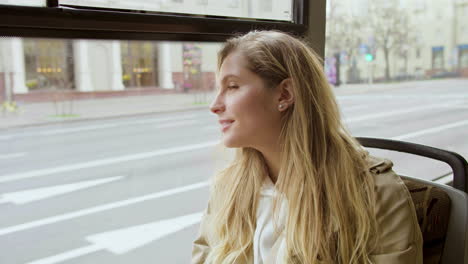 Close-up-view-of-young-woman-in-the-bus